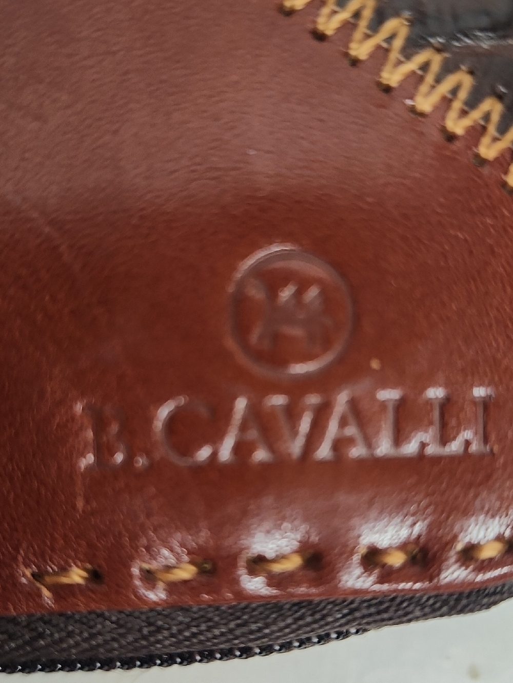 B. Cavalli Soul Patchwork Crocodile Leather Zip Wallet - Brown, Tan, Yellow - Picture 2 of 8